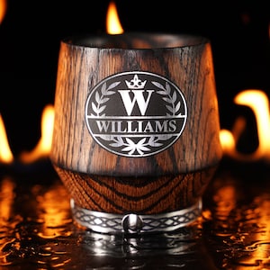 Custom Engraved Whiskey Glass for Men, Scotch Lover Gift, Groomsman Rocks Glass, Personalized Whiskey Oak Tumbler, Gifts For Groomsmen