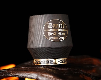 Custom Whiskey Glass for Best Man, Engraved Oak Tumbler, Men's Wedding Gift, Groomsman Proposal Idea, Engraved Shot Glass for Groom, Wedding