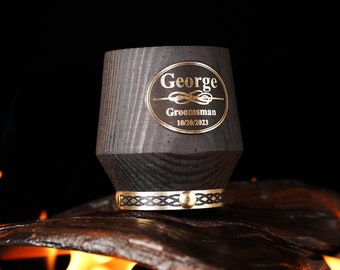 Personalized Groomsmen Gifts, Engraved Whiskey Glass, Wooden whiskey Tumbler, Custom Best Man Gift, Unique Thank You Gifts, Whiskey favors