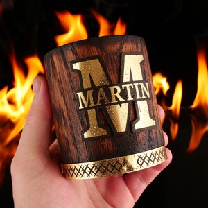Personalized Whiskey Rocks Glass, Design Your Own Custom Etched Bourbon Scotch Glass for Him, Wooden Whiskey Tumbler, Christmas Gift idea