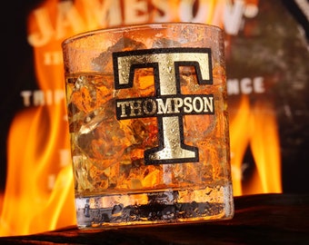 Personalized Whiskey Glass for Him, Custom Rocks Glass, Gift for Dad, Best Man Groomsmen, Bourbon Glasses, Etched Scotch Glass Drinking Gift