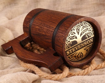 Beer Lover's Gift, Personalized Wood Beer Stein, Tree of Life Design, Custom Engraved Men's Beer Mug, Rustic Beer Stein for Him, Groomsmen