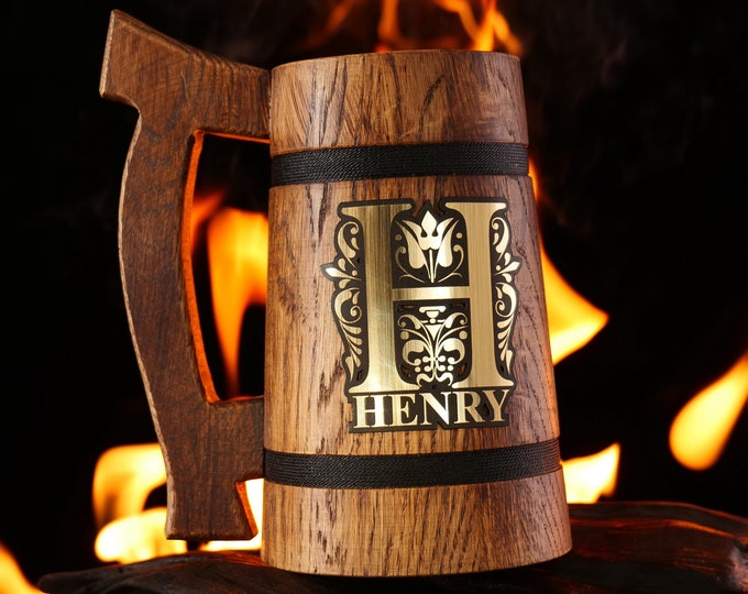 Featured listing image: Groomsmen Proposal Beer Mug, Personalized Gift for Him, Cheers to the Best Man, Custom Oak Beer Tankard for Groomsman Perfect for Beer Lover