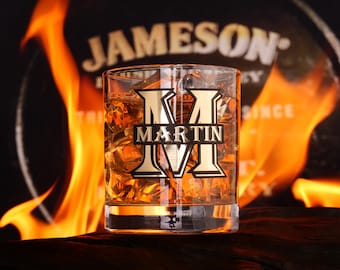 Whiskey Glass Custom Engraved Name, Personalized Whiskey Glass,  Bourbon Glass for Men, Gift for Birthdays & Corporate Event, Father's Day