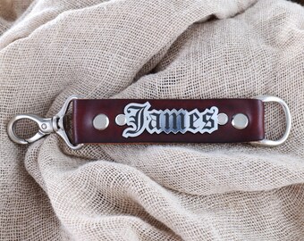 Personalized Leather Keychain, Engraved Name Plate, Custom Gift for Any Occasion, Custom Key chain, key fob, Car Key Fob Customized Initials