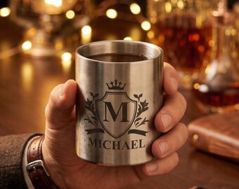 Groomsmen Whiskey Tumbler, Engraved Stainless Steel Cup, Personalized Bourbon Gift, Custom Metal Tumbler