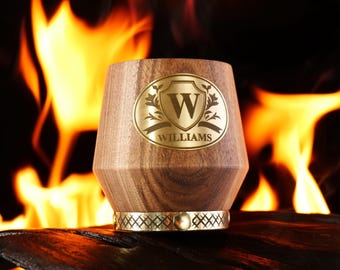 Personalized Groomsmen Whiskey Glass, Best Man Rocks Glass for Bachelor Party, Walnut Wood Whiskey Tumbler, Wedding Shot Glass Bourbon glass