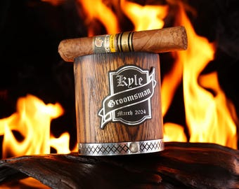 Personalized Groomsmen Gift, Whiskey Glass, Engraved Bourbon Glass, Oak Whiskey Tumbler, Gift for Best Men & Usher, Gift for Bridesmaid