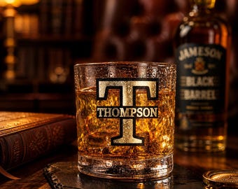 Custom Etched Personalized Whiskey Glass Bourbon Scotch Rocks Glass