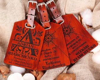 Personalized Luggage Tag, Custom Engraved Leather Travel Tag, Unique Gift for Travelers, Handcrafted Travel Accessories, Custom luggage tag