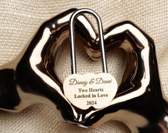 Personalized Engraved Love Padlock, Custom Heart Lock for Couples, Anniversary, Valentine’s Gift for Boyfriend & Girlfriend, Bridesmaid Gift