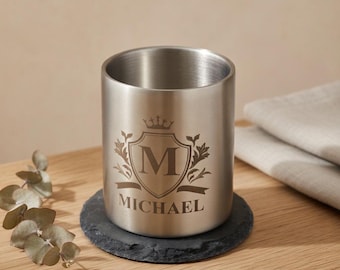 Groomsmen Whiskey Tumbler, Engraved Stainless Steel Cup, Personalized Bourbon Gift, Custom Metal Tumbler