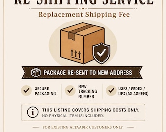 Re-Shipping Fee | Replacement Shipping Service | Custom Order Delivery Adjustment