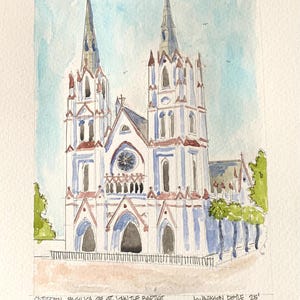 Savannah, Georgia, Cathedral Basilica of St. John the Baptist, watercolor original