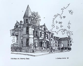 Savannah Georgia Mansion Art Print, Pen and Ink, Limited Edition