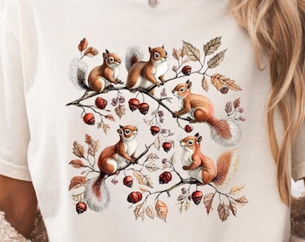 Cottagecore Squirrels Comfort Colors Tee: Woodland Animal Shirt
