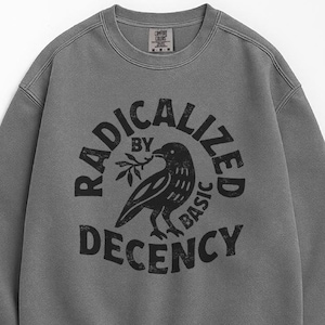 Comfort Colors® Sweater, Radicalized by Basic Decency, bird illustration Sweatshirt