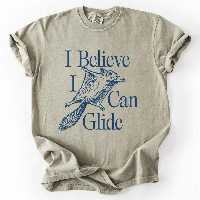 Flying Squirrel Graphic Tee, Funny Woodland Shirt Khaki