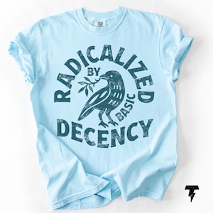 Radicalized By Basic Decency Comfort Colors T-shirt, Activist Tee Chambray