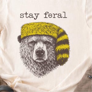 Stay Feral Bear Graphic Tee, Outdoorsy Wildlife Shirt image 4