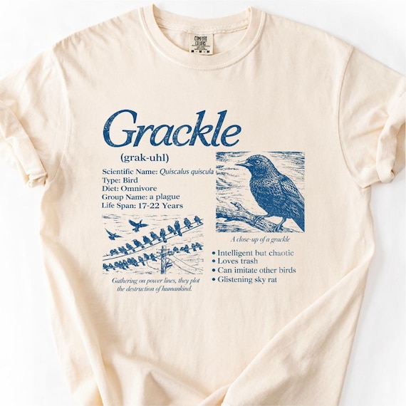 Grackle Encyclopedia Shirt, Funny Birdwatcher Tee, Common Grackle