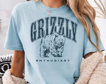 Grizzly Bear Enthusiast T-Shirt: Comfort Colors Cotton Tee