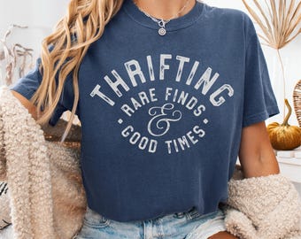 Camiseta divertida de segunda mano: Camiseta de colores cómodos, amante de las tiendas de segunda mano