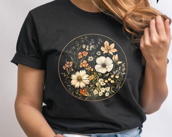 Wildflower Circle Graphic Tee - Nature Lover Shirt