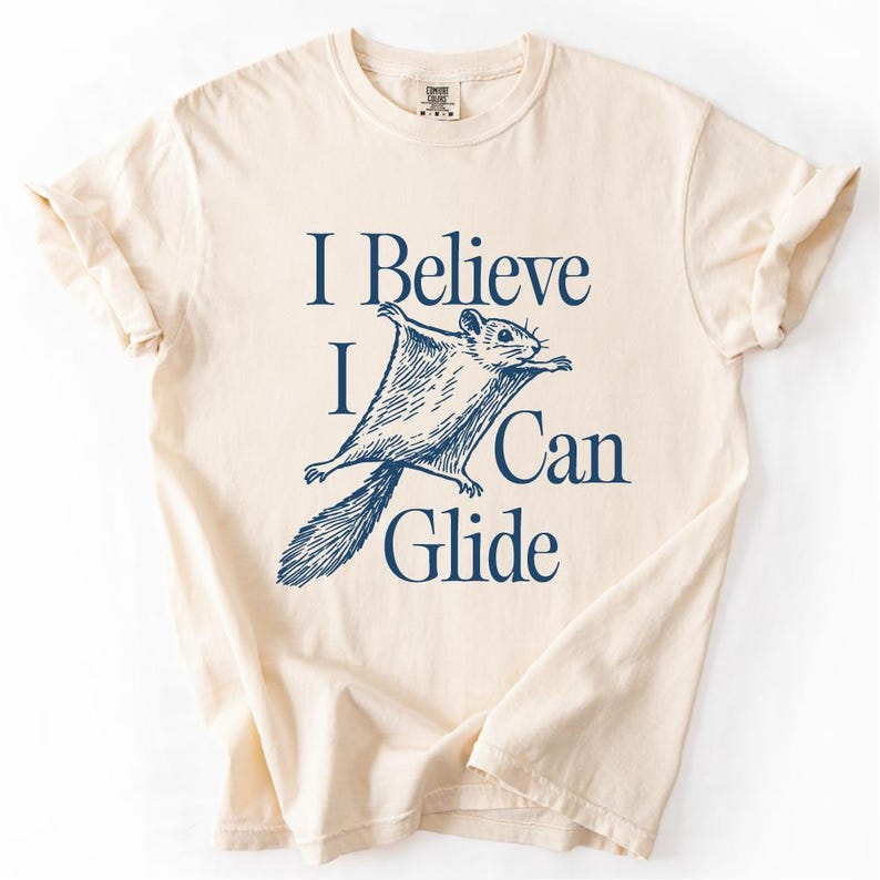 Flying Squirrel Graphic Tee, Funny Woodland Shirt Ivory