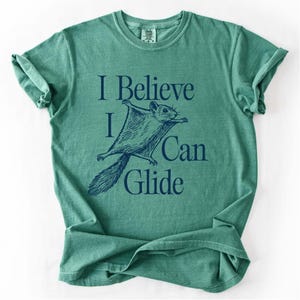 Flying Squirrel Graphic Tee, Funny Woodland Shirt Light Green
