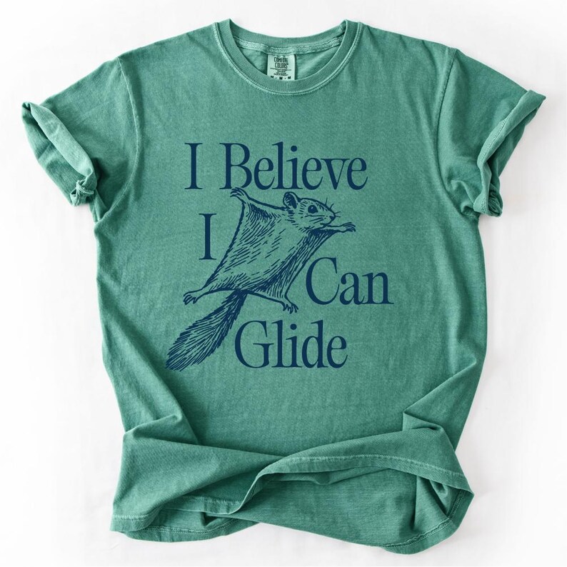 Flying Squirrel Graphic Tee, Funny Woodland Shirt Light Green