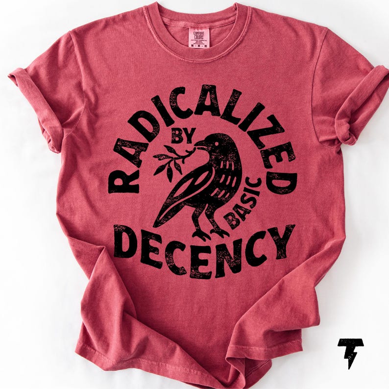 Radicalized By Basic Decency Comfort Colors T-shirt, Activist Tee Crimson
