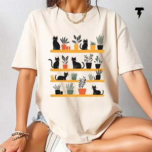 Katzen und Pflanzen Shirt, Pflanzendame, Pflanzenliebhaber, Gärtnerin Shirt, Shirts für Katzenliebhaber, Sukkulenten Pflanzen Shirt, Pflanzenliebhaber Geschenk, Katzen T-Shirt