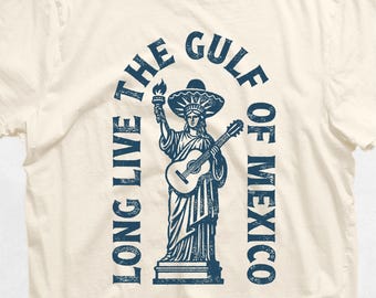 Maglietta del Golfo del Messico: chitarra mariachi della Statua della Libertà, abbigliamento patriottico