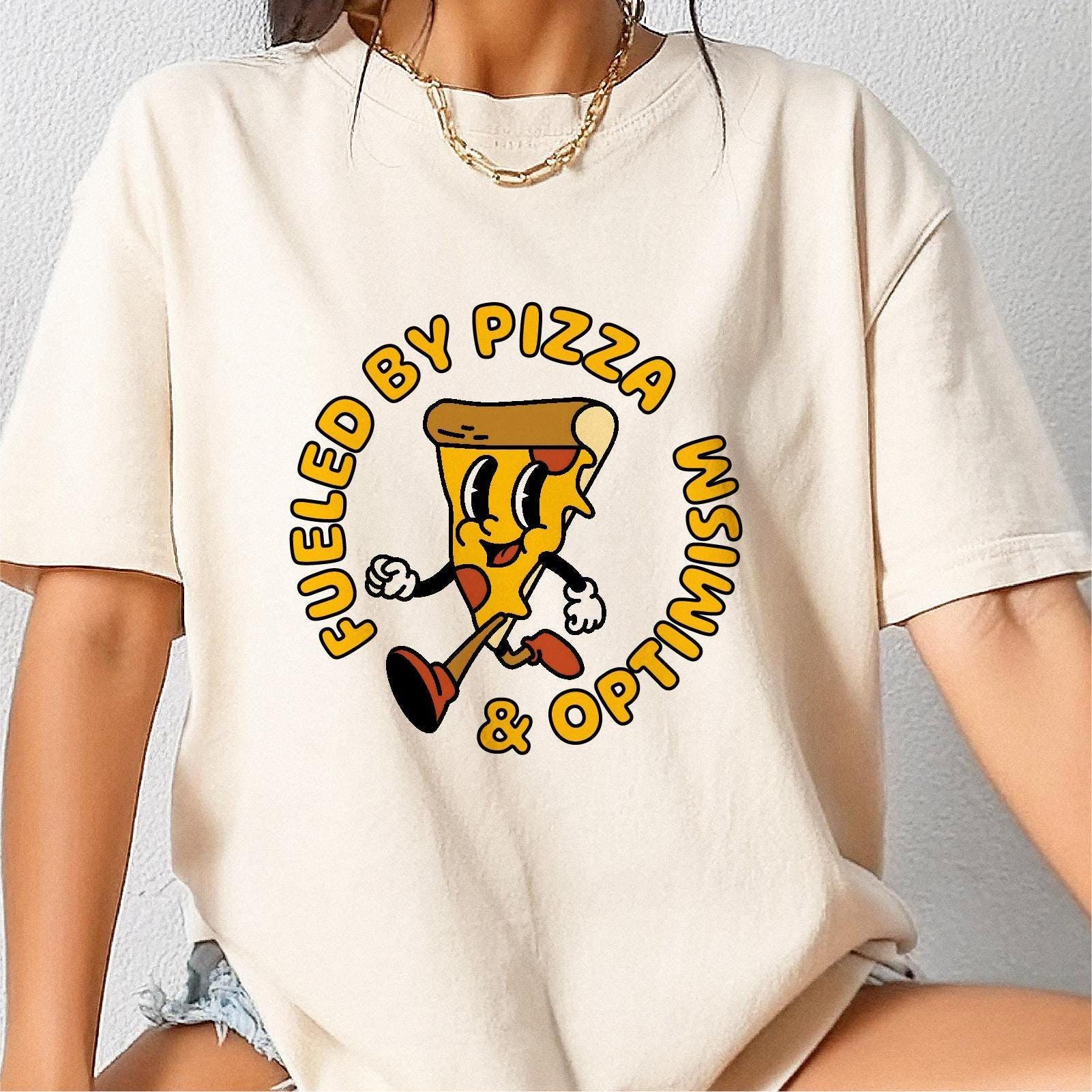 Funny Pizza Shirt: Fueled by Pizza Optimism, Comfort Colors Tee