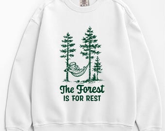Retro Forest Hammock Sweatshirt | Camping Cabin Cozy Crewneck