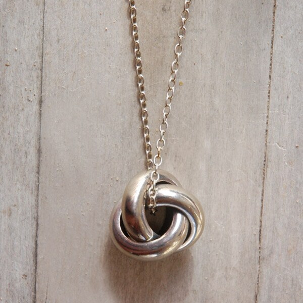 Handmade Silver Knot Necklace, Statement Jewelry, Minimalist