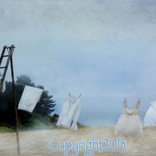 Laundry Photo, set of Greeting Cards -  Your Choice of images, clothesline, window, white flowers