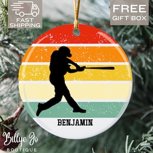 Personalized Baseball Ornament Boys Sports Ornament Custom Christmas Gift for Baseball Players Custom Name Gift for Sports Lovers