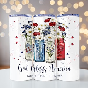 4th of July Wrap Digital PNG File Tumbler Sublimation Design Instant Digital Download God Bless America Tumbler Wrap Patriotic Digital File