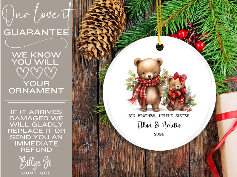 Big Brother Little Sister Christmas Ornament Personalized Sibling First