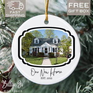 Our New Home Ornament Custom House Photo Christmas Ornament New Home Photo Ornaments Personalized Housewarming Gift From Realtor Client Gift