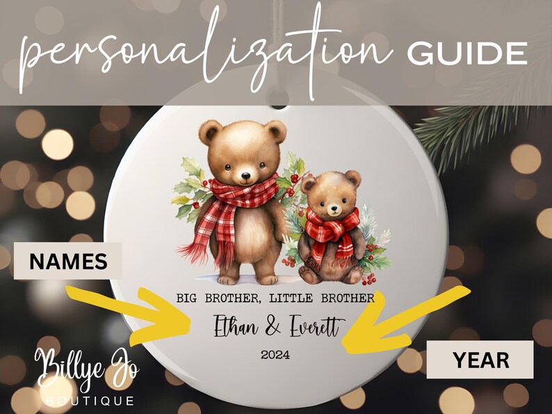Big Brother Little Brother Christmas Ornament Personalized Sibling