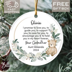 Personalized Promise to Godchild Custom Christening Baptism Ornament Baby Boy Girl Godchild Keepsake Gift from Godparents Godmother Ornament