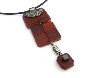 Leather Necklace, One of a Kind Leather Jewelry, Handmade Leather Accessories for Women