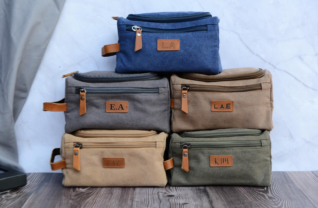 Personalized Toiletry Bag, Men's Toiletry Bag, Canvas Leathers Travel ...
