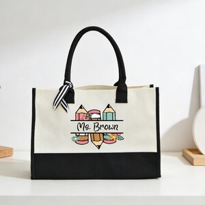 Personalized Teacher Tote Bag, Custom Name Work Bag, Back to School ...