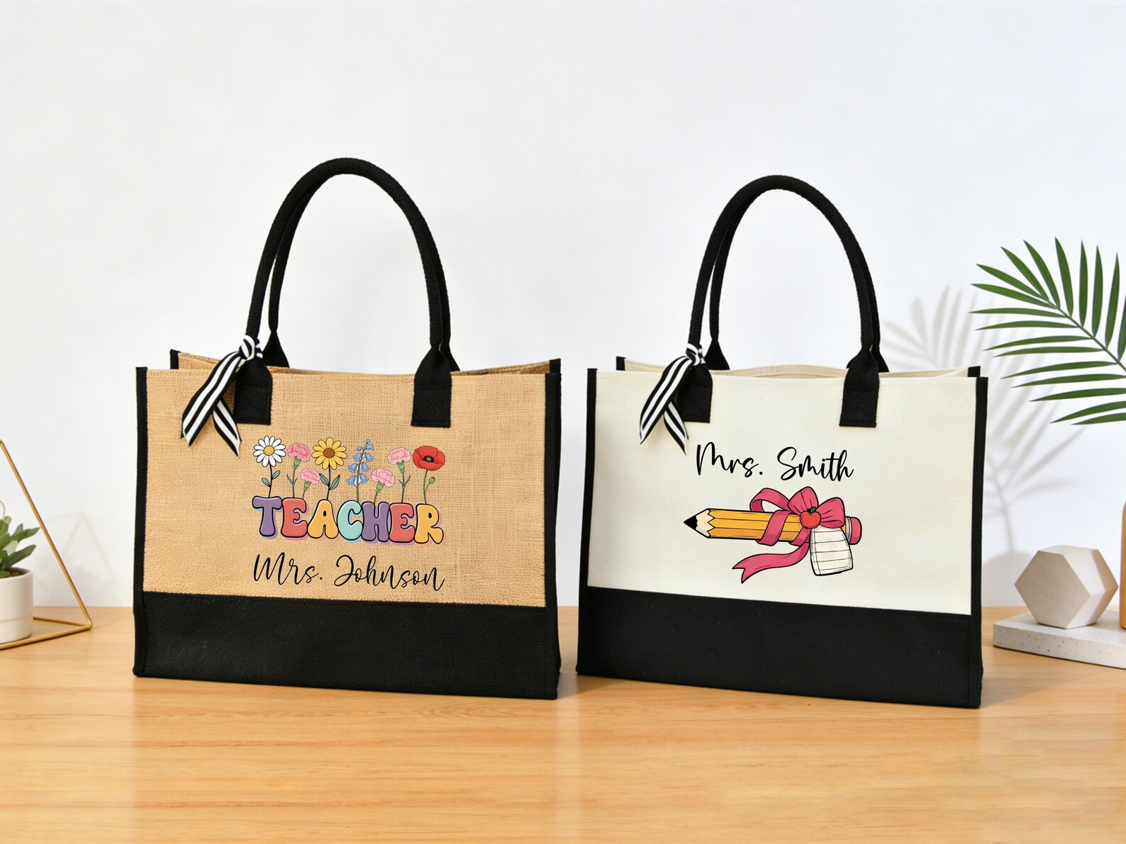 Personalized Teacher Tote Bag, Custom Name Work Bag, Back to School ...