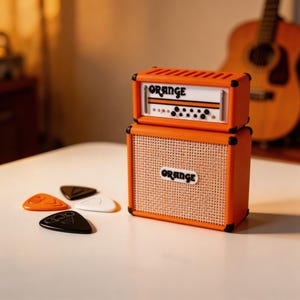 ミニギターアンプピックホルダー パーソナルギターギフト ピックオーガナイザーケースホルダー 彼へのギフト Orange Magnetic