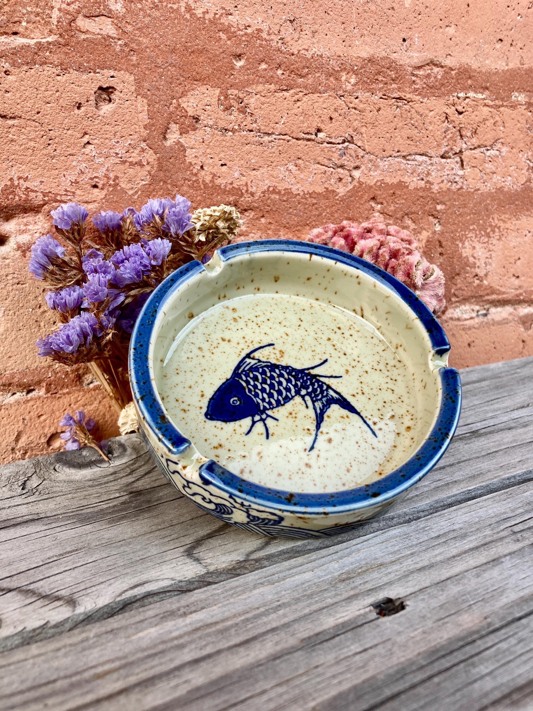 Handmade Ceramic Ashtray Vintage Retro Japanese Style Glazed